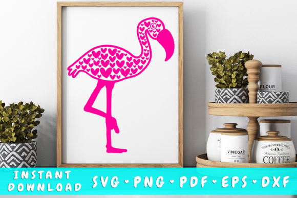 Download Flamingo with Hearts Svg - Premium Bundle