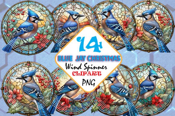 Download Stained Glass Blue Jay Bird Wind Spinner - Premium Resources