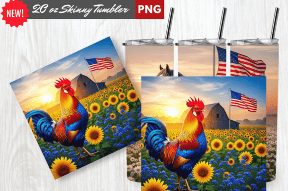 Download Patriotic Rooster American Flag Tumbler - Premium Resources