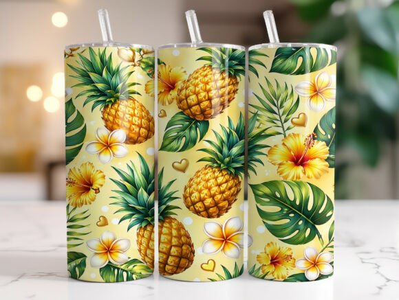 Download Pineapple Plumeria Tropical Tumbler Wrap - Tropical tumbler wrap Collection
