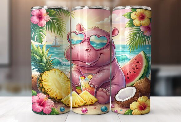 Download Cute Summer Hippo Tropical Tumbler Wrap - Tropical tumbler wrap Collection