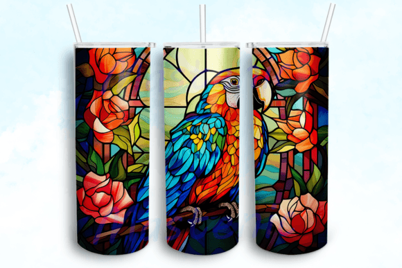 Download Stained Glass Parrot Tumbler PNG - Parrot tumbler png Collection