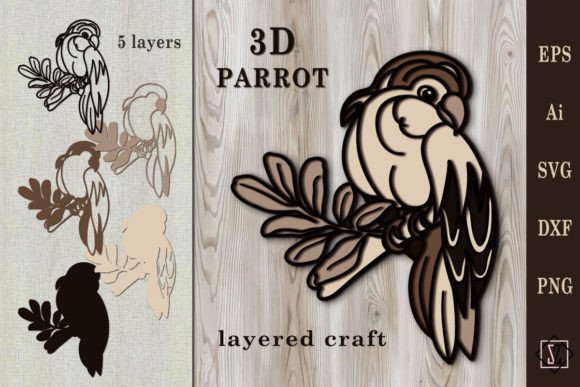 Download 3D Parrot. Layered Bird Craft. SVG - Premium Resources