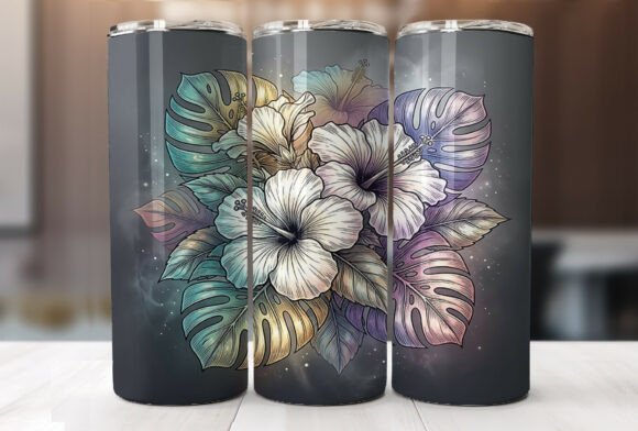 Download Hibiscus Monstera Tropical Tumbler Wrap - Tropical tumbler wrap Collection